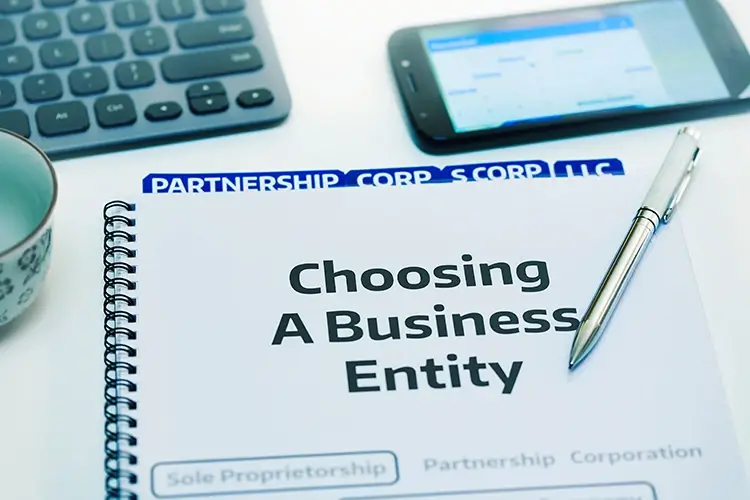 A booklet labeled Choosing a Business Entity.