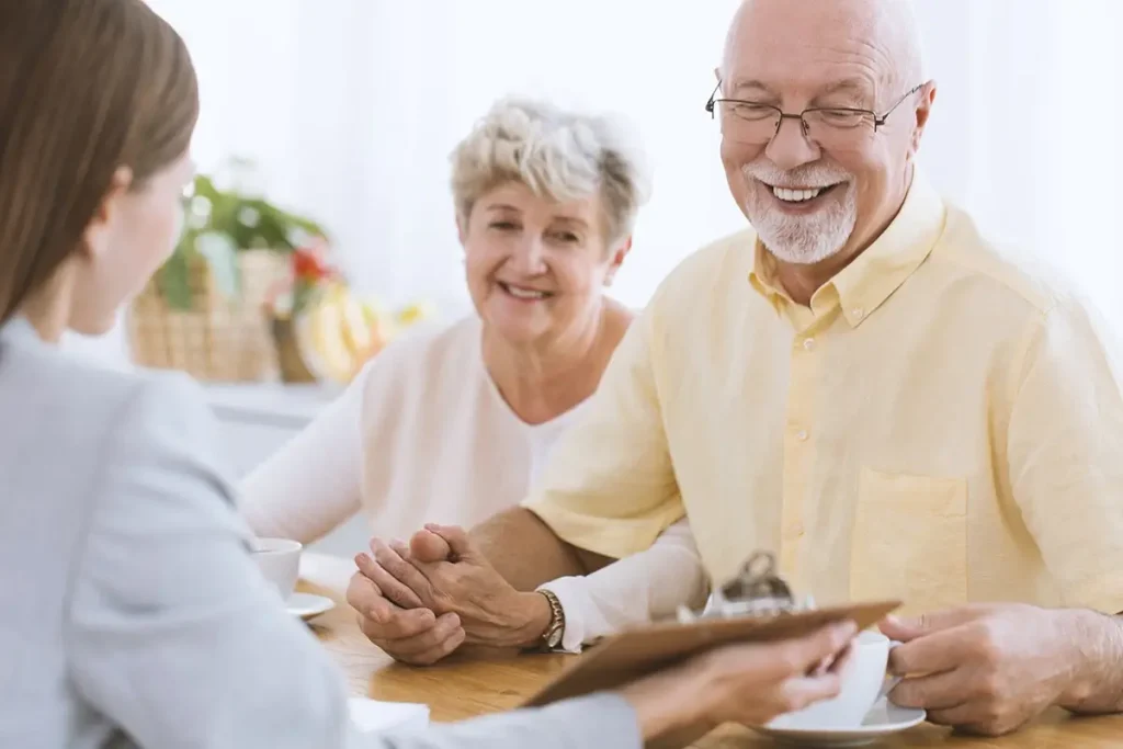 Accountant meeting with senior couple.