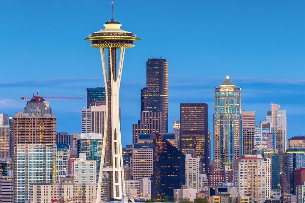 Seattle skyline featuring the Space Needle.